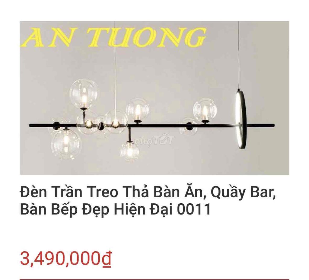 Đèn trần treo thả hiện đại màu Đen. Mua bán Đèn tại Thành phố Dĩ An Bình Dương được đăng bởi Yee  hình 1