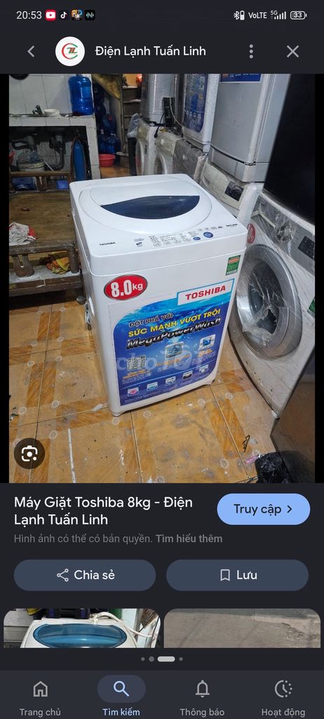 Máy giặt Toshiba 8kg Trắng. Mua bán Máy giặt tại Huyện Hóc Môn Tp Hồ Chí Minh được đăng bởi Tam Nguyen hình 1