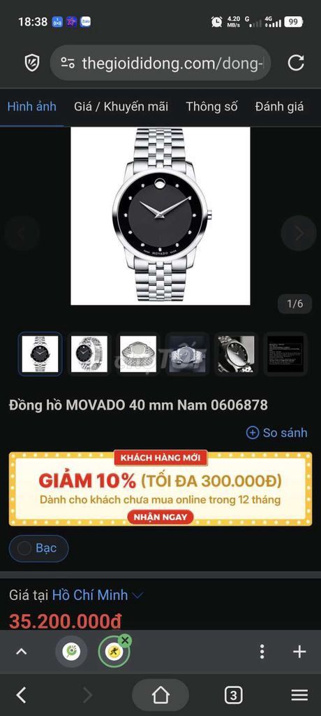 Dư dùng bán bớt Movado Museum bản Diamond 40mm. Mua bán Đồng hồ tại Quận 3 Tp Hồ Chí Minh được đăng bởi ta tan thanh hình 2