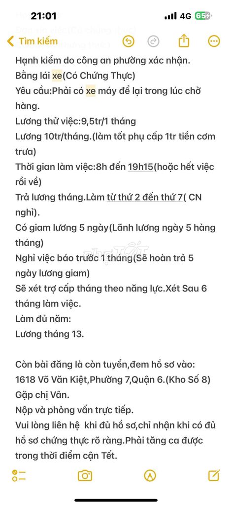 Tuyển nhân viên giao hàng xe máy và xe tải van