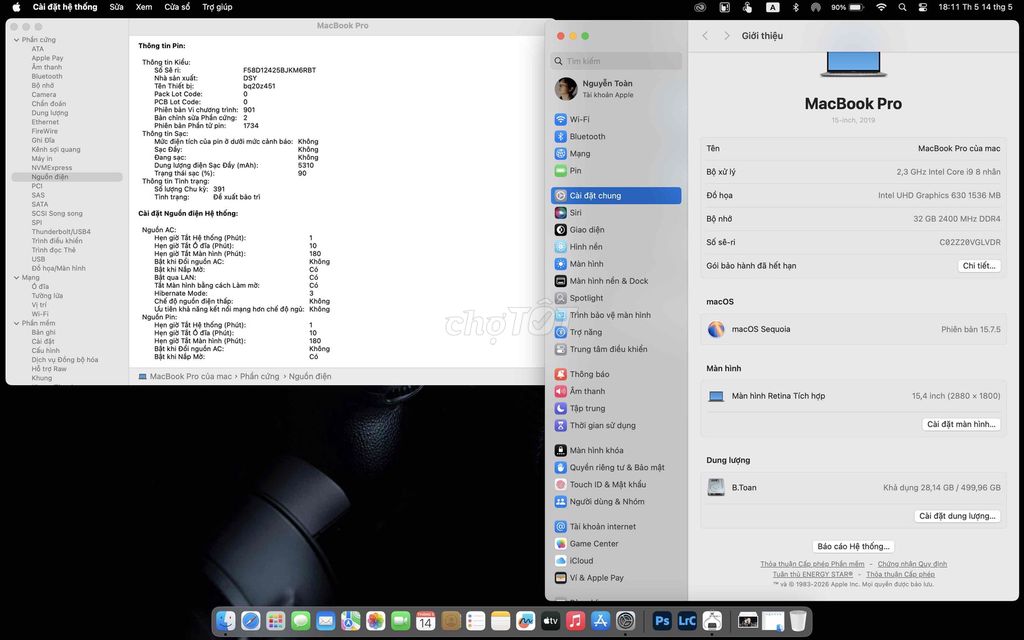 Apple MacBook Pro i9 32GB/500GB Bạc. Mua bán Laptop tại Quận Ninh Kiều Cần Thơ được đăng bởi Toàn Nguyễn hình 1
