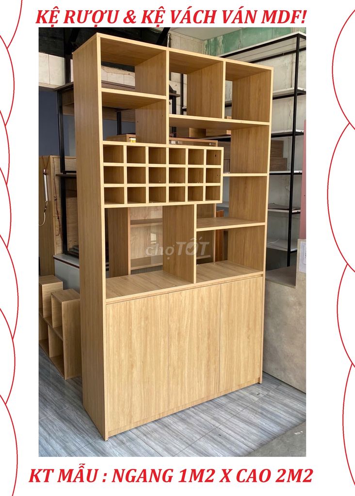 SALE: KỆ RƯỢU & KỆ VÁCH VÁN MDF PHỦ MELAMINE