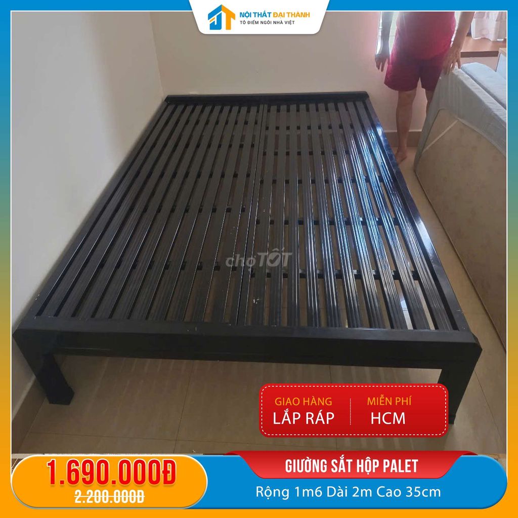Giường sắt Pallet 1M6X2M giá rẻ - giao hỏa tốcHCM. Mua bán Giường, chăn ga gối nệm tại Quận Tân Phú Tp Hồ Chí Minh được đăng bởi NỘI THẤT ĐẠI THÀNH hình 2