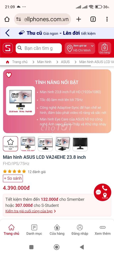 Còn 1 sale:màn asus 24in,mẫu mới