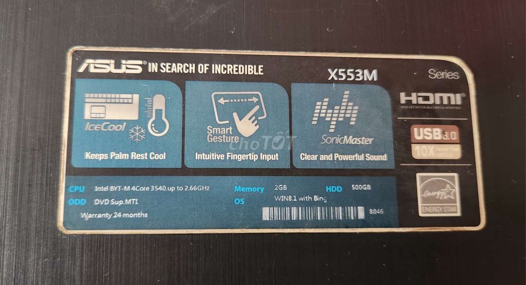 Asus X553M Pentium N3540 15.6 inch 8GB/256GB SSD. Mua bán Laptop tại Thành phố Thủ Đức Tp Hồ Chí Minh được đăng bởi A Nghĩa hình 1