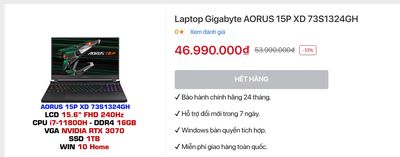Laptop Gaming Aorus 15P XD