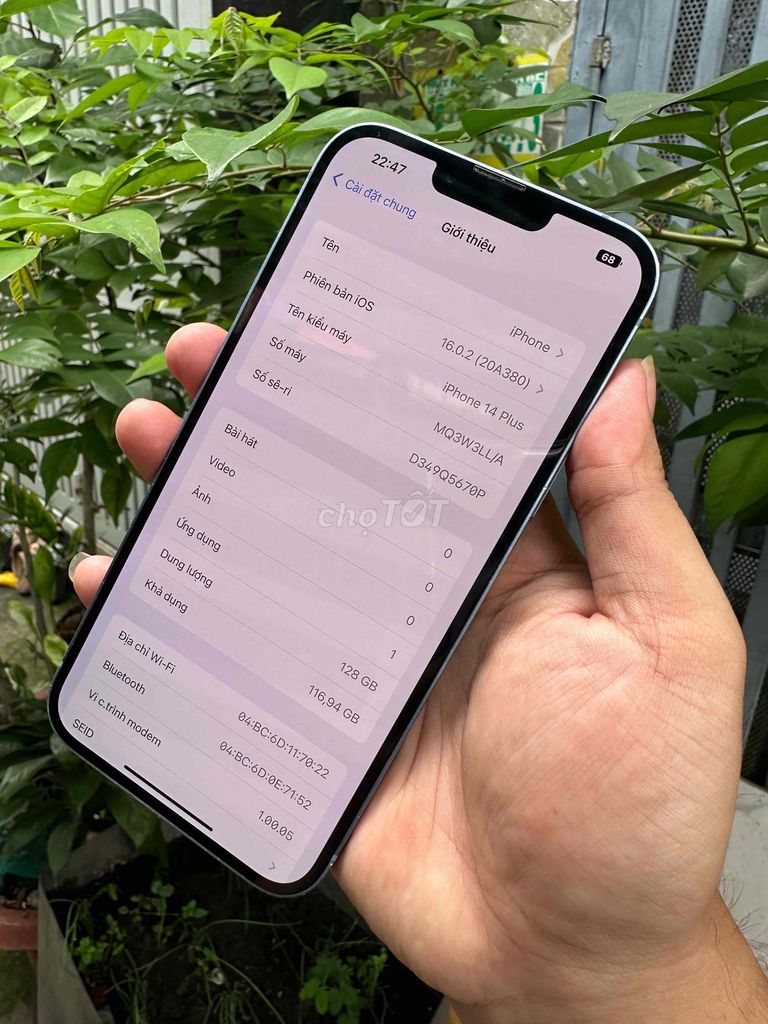 iPhone 14 Plus 128GB Xanh Đã sử dụng. Mua bán Điện thoại tại Huyện Bình Chánh Tp Hồ Chí Minh được đăng bởi Lâm mobiphone hình 1