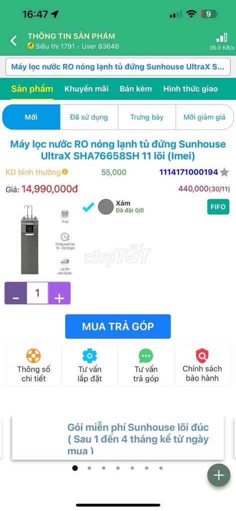 Thanh lý nhanh máy lọc nước ở Phú Mỹ