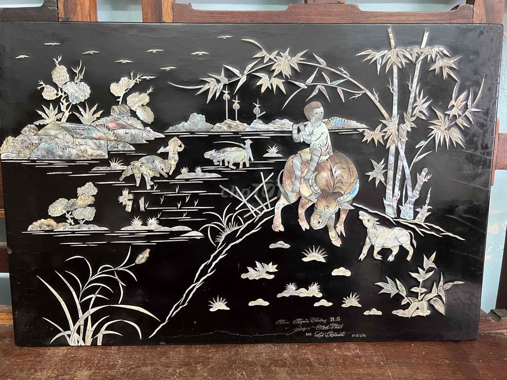 Tranh khảm ốc 40x60 cm phong cách xưa. Mua bán Đồ sưu tầm, đồ cổ tại Quận Tân Bình Tp Hồ Chí Minh được đăng bởi Ba He hình 1