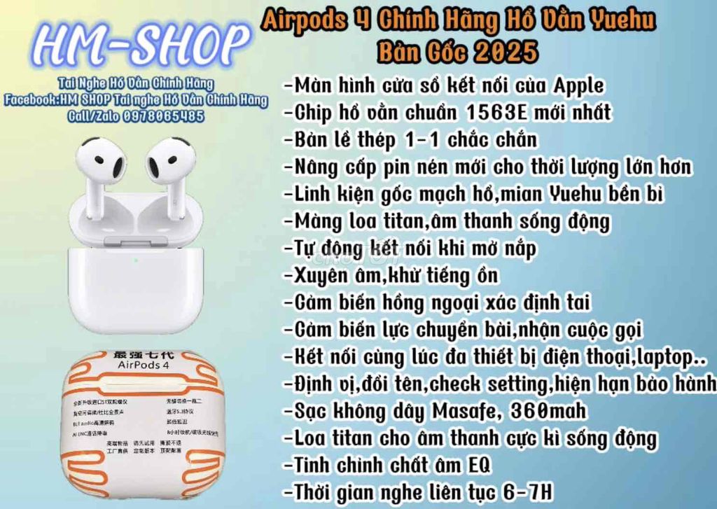 Tai nghe Apple Airpods 4 Hổ vằn Trắng. Mua bán Tivi, Âm thanh tại Quận Cầu Giấy Hà Nội được đăng bởi Airpods Hổ Vằn Shop hình 1
