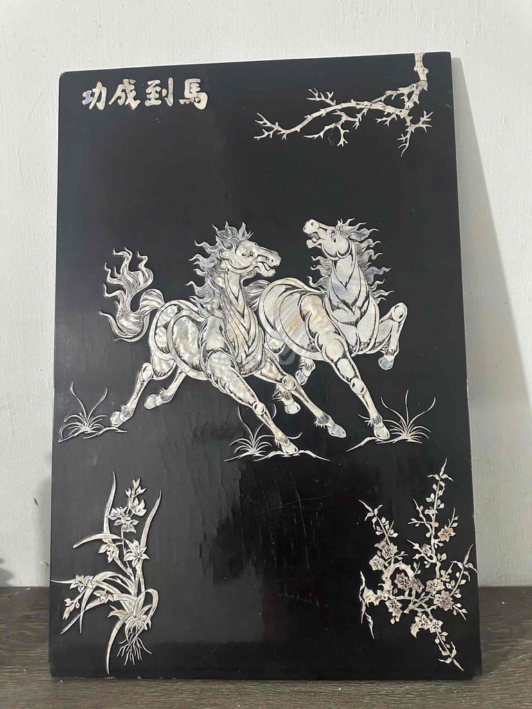 Tranh sơn mài Ngựa 40x60cm Đen. Mua bán Đồ sưu tầm, đồ cổ tại Quận 12 Tp Hồ Chí Minh được đăng bởi Đức Hải hình 1