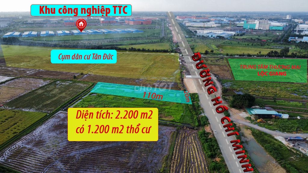 2.200 m2 thổ cư mặt tiền HCM Đức Hòa, cạnh 2 KCN ...giá đáng đầu tư