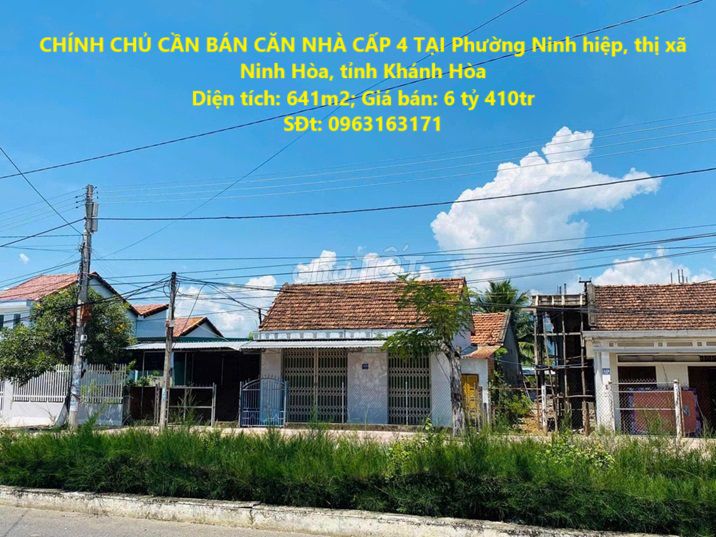 BÁN CĂN NHÀ CẤP 4 TẠI Phường Ninh hiệp, thị xã Ninh Hòa,tỉnh Khánh Hòa