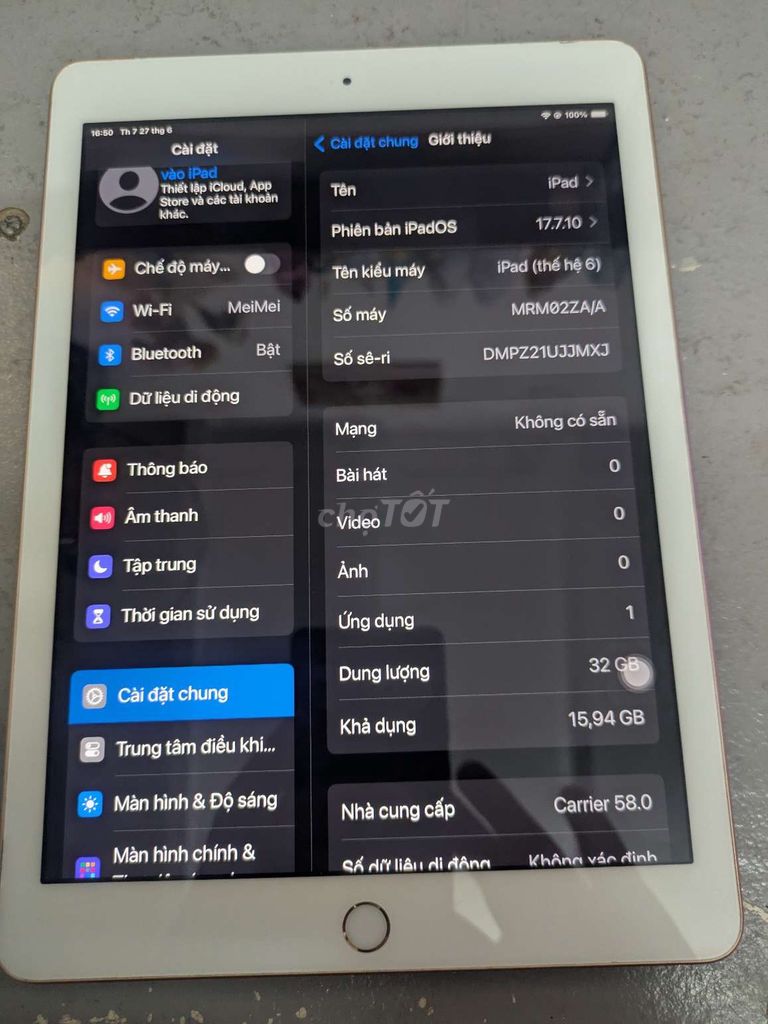 Apple iPad Gen 6 32GB 4G Vàng hồng. Mua bán Máy tính bảng tại Quận Gò Vấp Tp Hồ Chí Minh được đăng bởi Trung hình 1