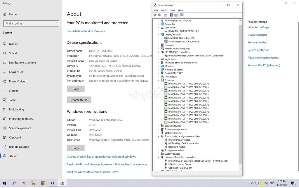 Bộ Core i7 8700 6 nhân 12 cpu 4.6G,Nvme512 rẻ mạnh