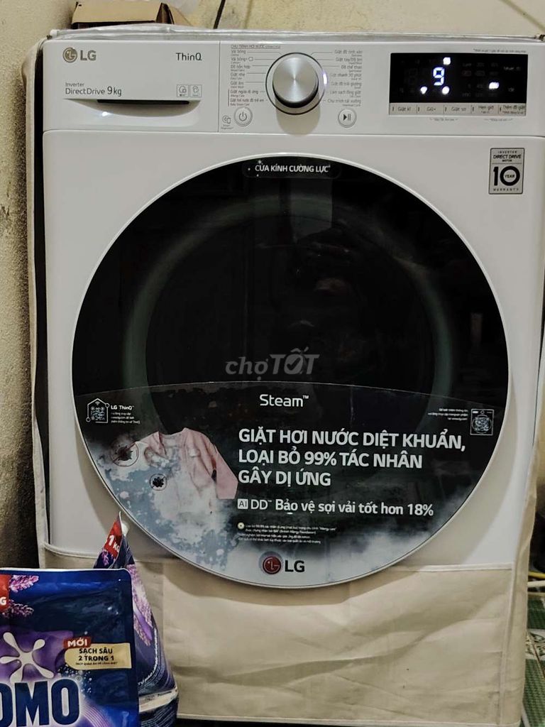 Máy giặt LG 9kg cửa ngang Trắng. Mua bán Máy giặt tại Thị xã Tân Uyên Bình Dương được đăng bởi Nguyen van huy hình 1