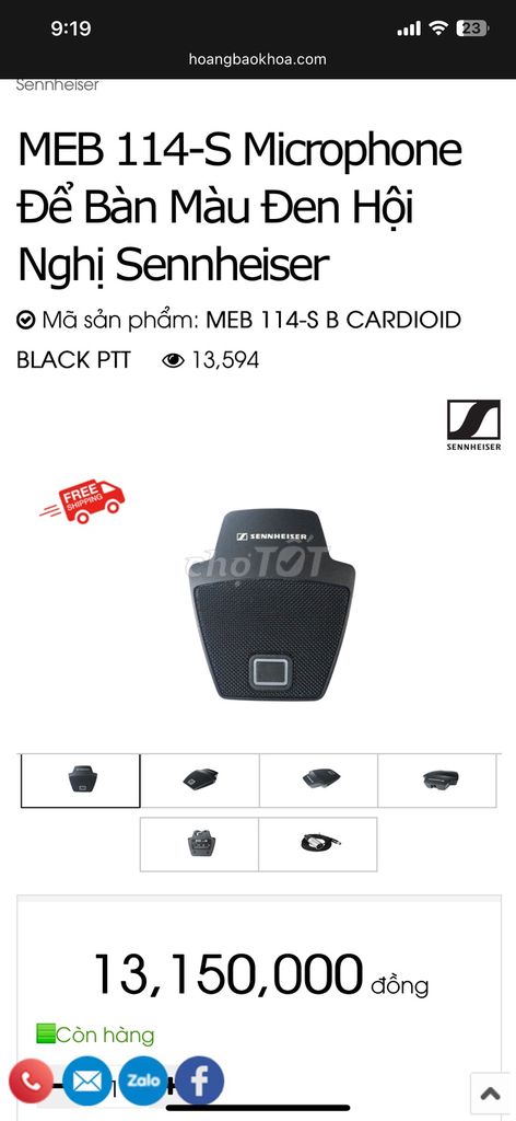 Microphone hội nghị Sennheiser MEB 114-S Đen. Mua bán Tivi, Âm thanh tại Quận Hoàn Kiếm Hà Nội được đăng bởi Văn Thắng hình 1