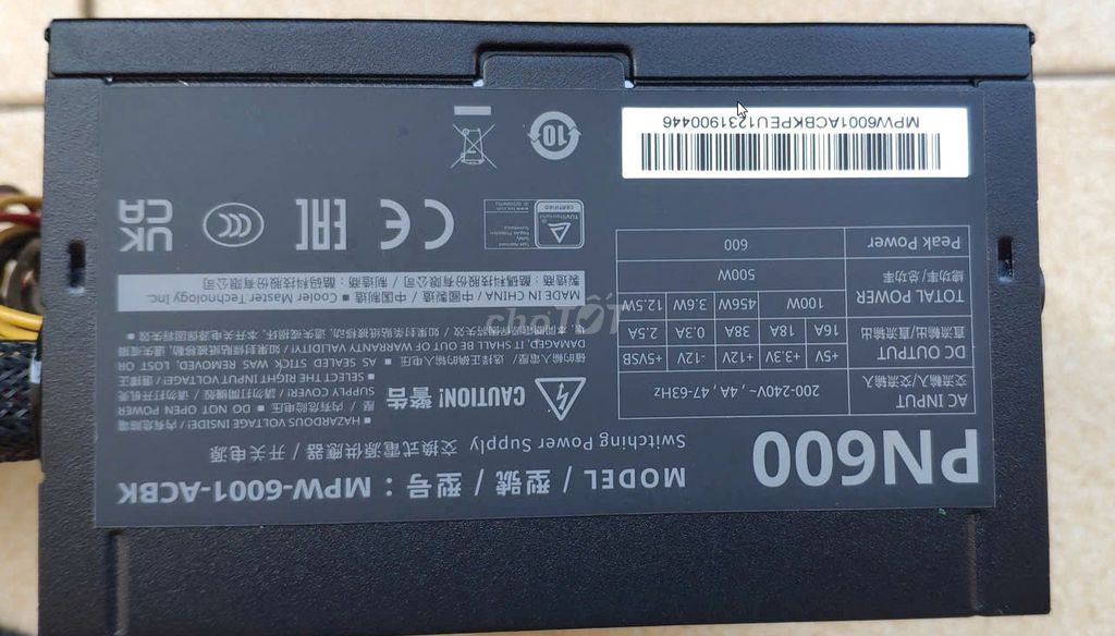 Nguồn máy tính Cooler Master PN600 Đen 600W. Mua bán Linh kiện (RAM, Card...) tại Thành phố Sóc Trăng Sóc Trăng được đăng bởi TIN HOC TUAN TRAN hình 1