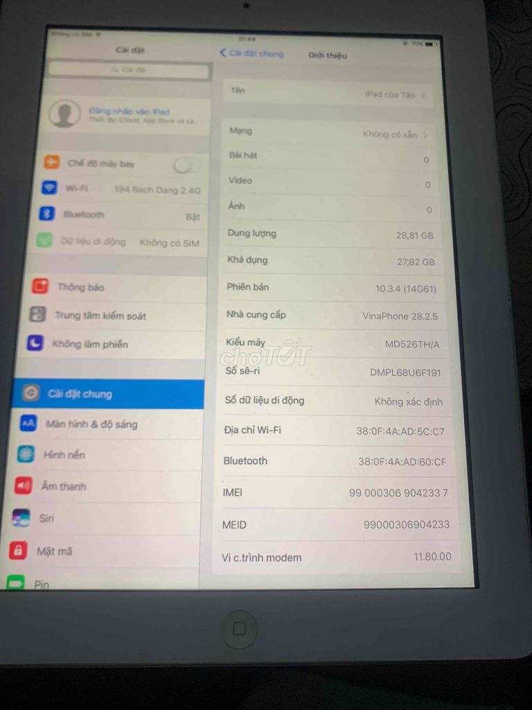 Apple iPad Gen 4 A1460 Bạc. Mua bán Máy tính bảng tại Quận Bình Thạnh Tp Hồ Chí Minh được đăng bởi Táo Táo hình 1