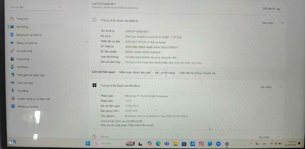 Asus Vivobook 15 i5-1240P 8GB/SSD Bạc. Mua bán Laptop tại Quận 3 Tp Hồ Chí Minh được đăng bởi Hữu Hào hình 1