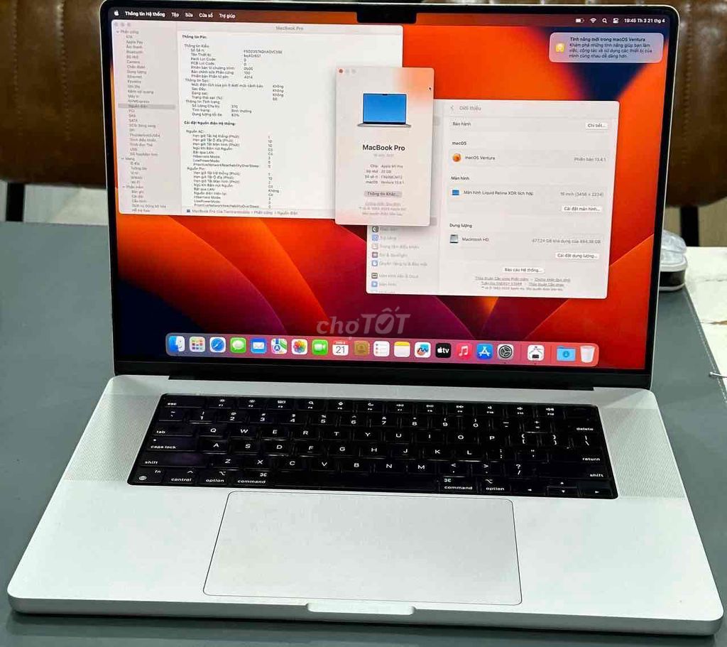 MacBook Pro M1 16 inch 32GB/512gv Bạc Zin all. Mua bán Laptop tại Quận 5 Tp Hồ Chí Minh được đăng bởi Phan Thế Phong  hình 1