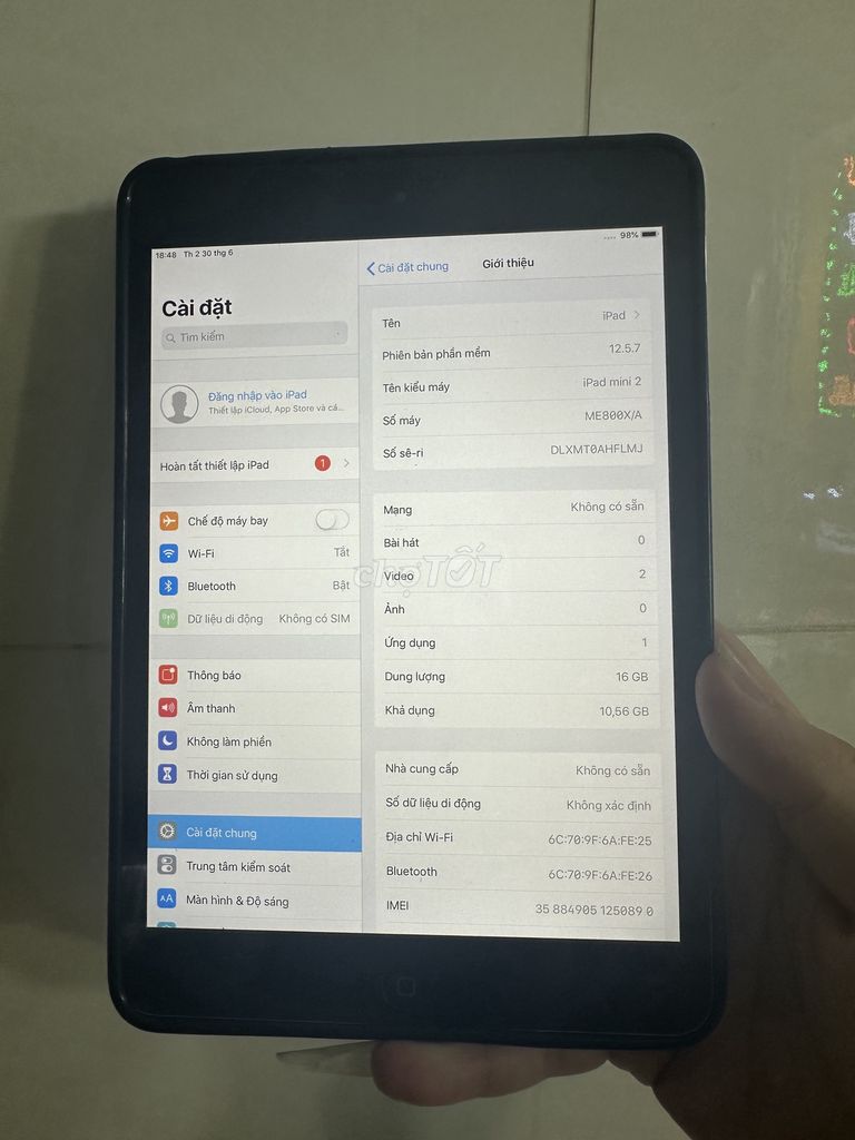 cần pass lại ipad mini2 4G full chức năng