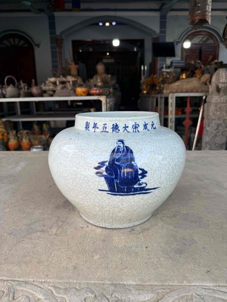 Bình trang trí Gốm men rạn Trắng xanh 27cm. Mua bán Đồ sưu tầm, đồ cổ tại Quận Long Biên Hà Nội được đăng bởi Văn Quang Đồ Sưu Tầm hình 1