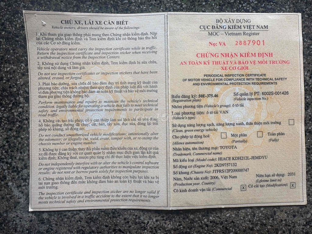 Toyota Hiace tải van 3 chỗ /930kg đời 2006 máy dâu. Mua bán Ô tô tại Quận 12 Tp Hồ Chí Minh được đăng bởi A Kha hình 11