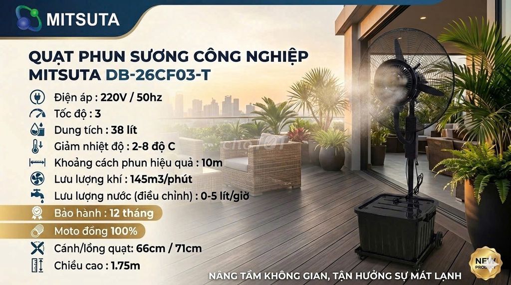 Quạt phun sương Mitsuta DB-26CF03-T Đen. Mua bán Quạt tại Quận Thanh Xuân Hà Nội được đăng bởi HUYENTHAMxinhgai hình 1