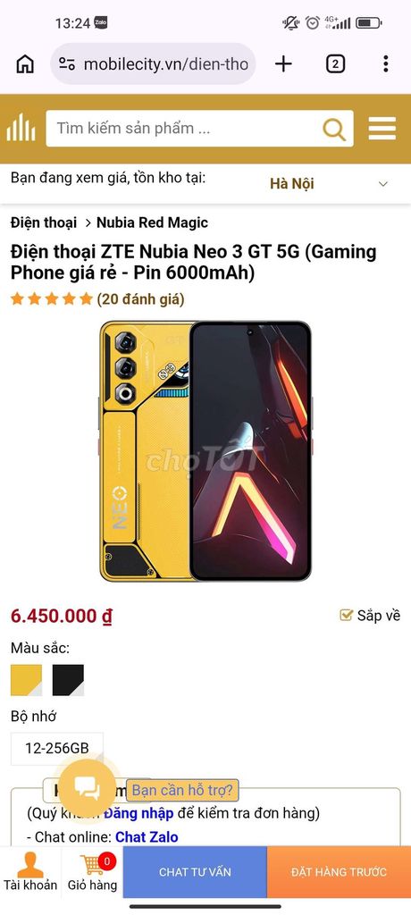 Nubia Neo 3 GT 5G 256GB Vàng. Mua bán Điện thoại tại Huyện Trảng Bom Đồng Nai được đăng bởi Ut Cau hình 1