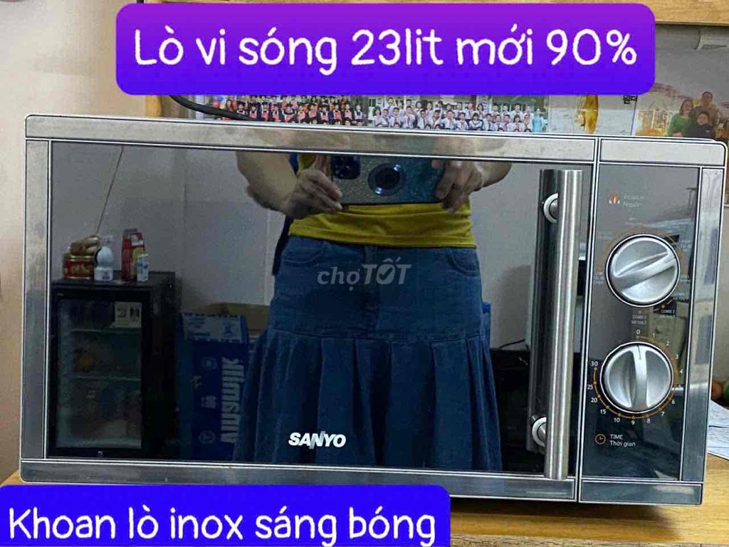 Lò vi sóng 23lit khoan lò inox mới 90%