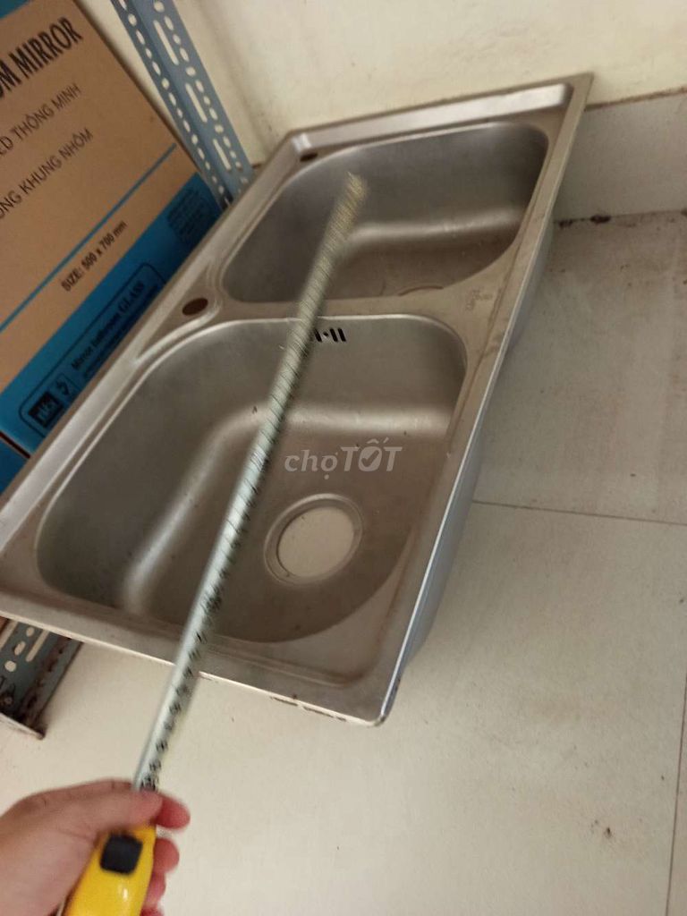 Chậu rửa bát Inox 2 hố 82x45 cm. Mua bán Thiết bị vệ sinh, nhà tắm tại Quận Đống Đa Hà Nội được đăng bởi tk 681 hình 1