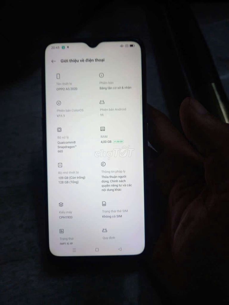 OPPO A5 2020 bản ram4  Snapdragon 665. Mua bán Điện thoại tại Quận 8 Tp Hồ Chí Minh được đăng bởi hiến hình 1
