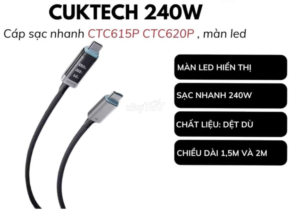 Cáp sạc CUKTECH CTC615P 240W. Mua bán Phụ kiện (Màn hình, Chuột...) tại Huyện Long Hồ Vĩnh Long được đăng bởi Khải hình 1