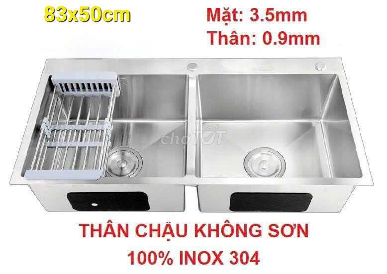 Chậu rửa inox 304  loại dày 83x50cm