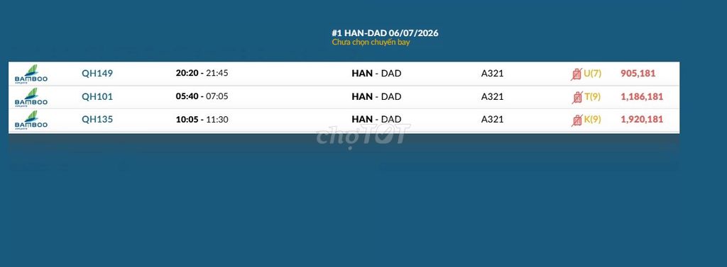 Vé máy bay  Hà Nội - Đà Nẵng Thứ hai 06/07/2026. Du lịch tại Quận 6 Tp Hồ Chí Minh được đăng bởi Nguyễn Minh Đức hình 1