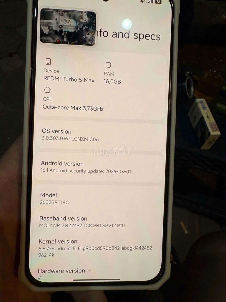 Xiaomi Redmi Turbo 5 Max bản ram 16gb. Mua bán Điện thoại tại Quận Hà Đông Hà Nội được đăng bởi Trần Tú hình 1