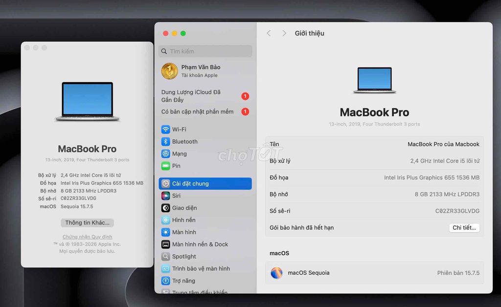 Apple MacBook Pro 2019 i5 8GB/256GB Bạc. Mua bán Laptop tại Quận Hải Châu Đà Nẵng được đăng bởi Hyundai Đà Nẵng hình 1