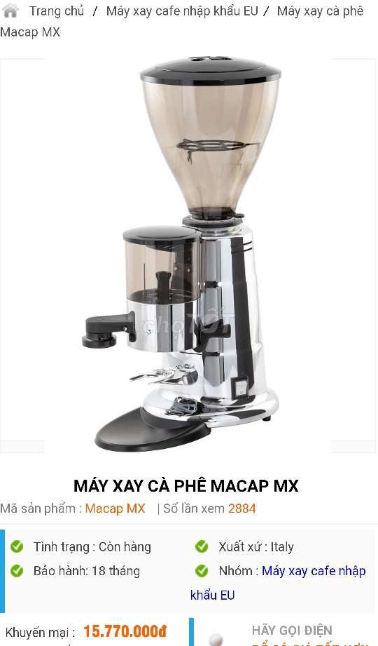 Máy xay cà phê MACAP MX nhập khẩu ytalia xịn đẹp
