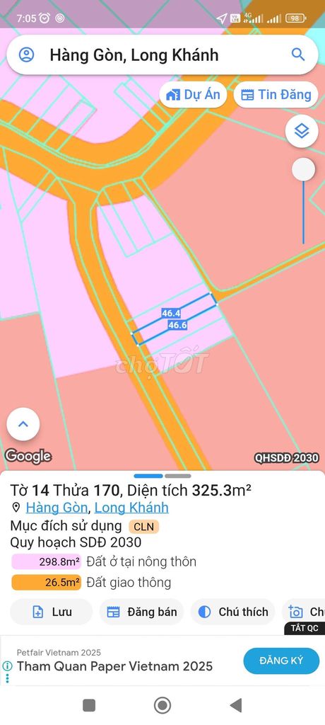 Bán đất mặt tiền hàng gòn long khánh