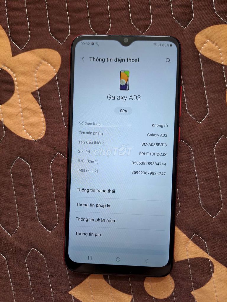 Bán Samsung A03 màu đỏ đẹp