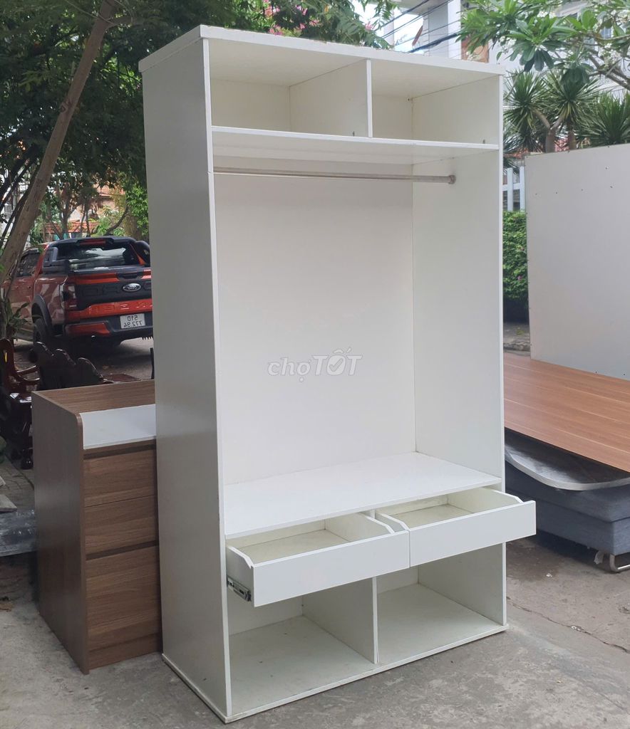 Tủ quần áo gỗ MDF màu trắng, tủ gỗ đựng quần áo