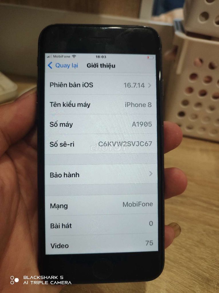 Apple iPhone 8 Đen. Mua bán Điện thoại tại Quận Hồng Bàng Hải Phòng được đăng bởi silva hình 1
