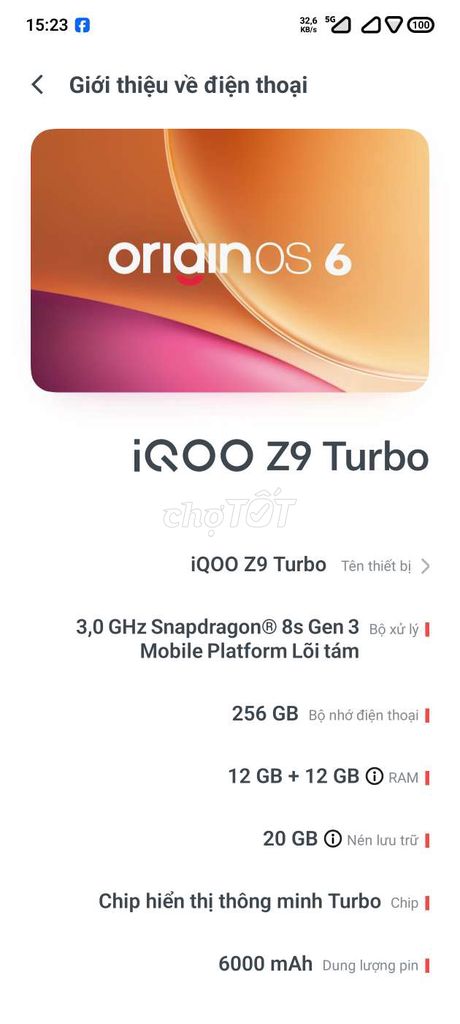 iQOO Z9 Turbo 12GB/256GB Trắng Snapdragon 8s Gen 3. Mua bán Điện thoại tại Thành phố Thủ Đức Tp Hồ Chí Minh được đăng bởi Thái Nhựt hình 1