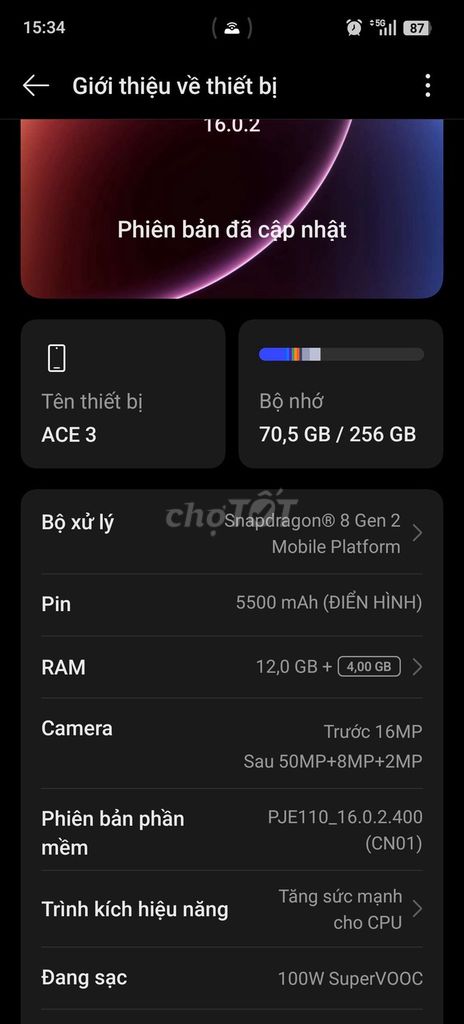 OnePlus Ace 3 256GB Đen. Mua bán Điện thoại tại Huyện Quế Võ Bắc Ninh được đăng bởi Hiếu Vũ hình 1