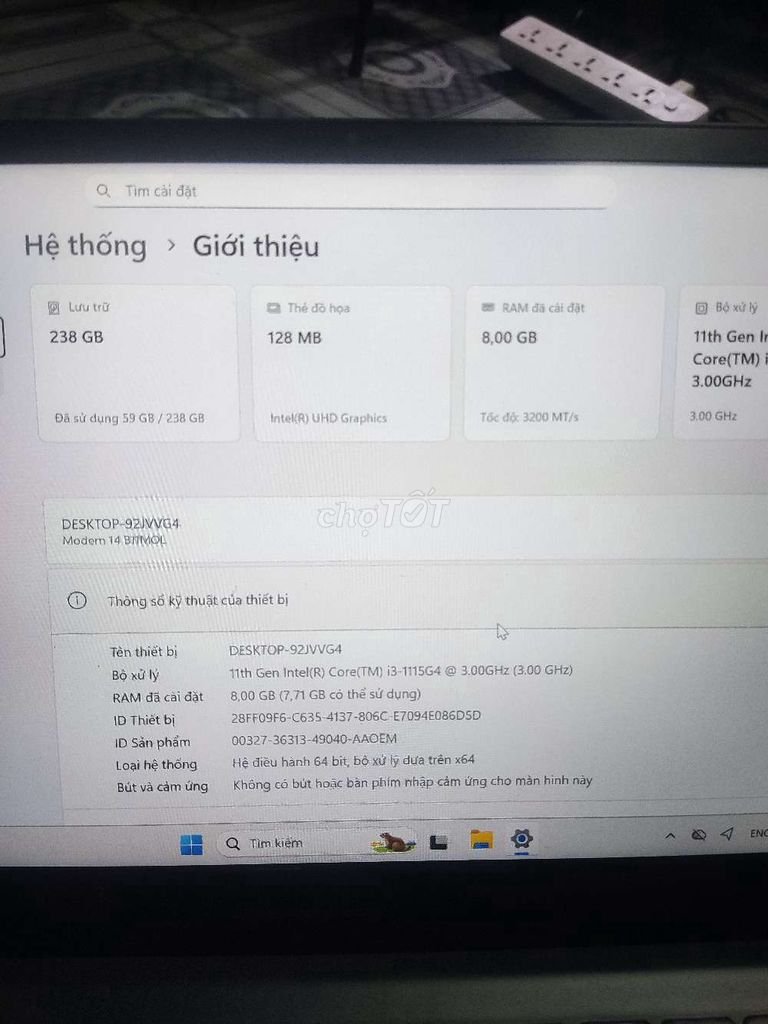 MSI modern 14 i3-1115G4 14 inch 8GB/256GB Đen. Mua bán Laptop tại Quận 7 Tp Hồ Chí Minh được đăng bởi B Nguyễn Hoàng Thiên hình 1