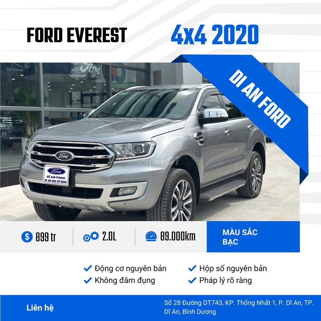 Ford Everest 2020 Titanium 2.0L AT 4WD - 89000 km