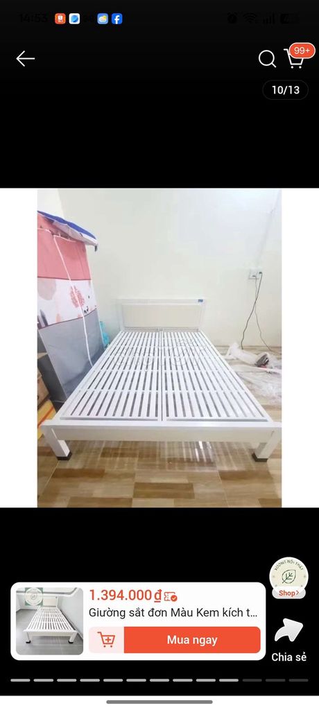 Giường sắt kem 1m x 2m Như mới. Mua bán Giường, chăn ga gối nệm tại Quận Tân Phú Tp Hồ Chí Minh được đăng bởi Thanh Van hình 1