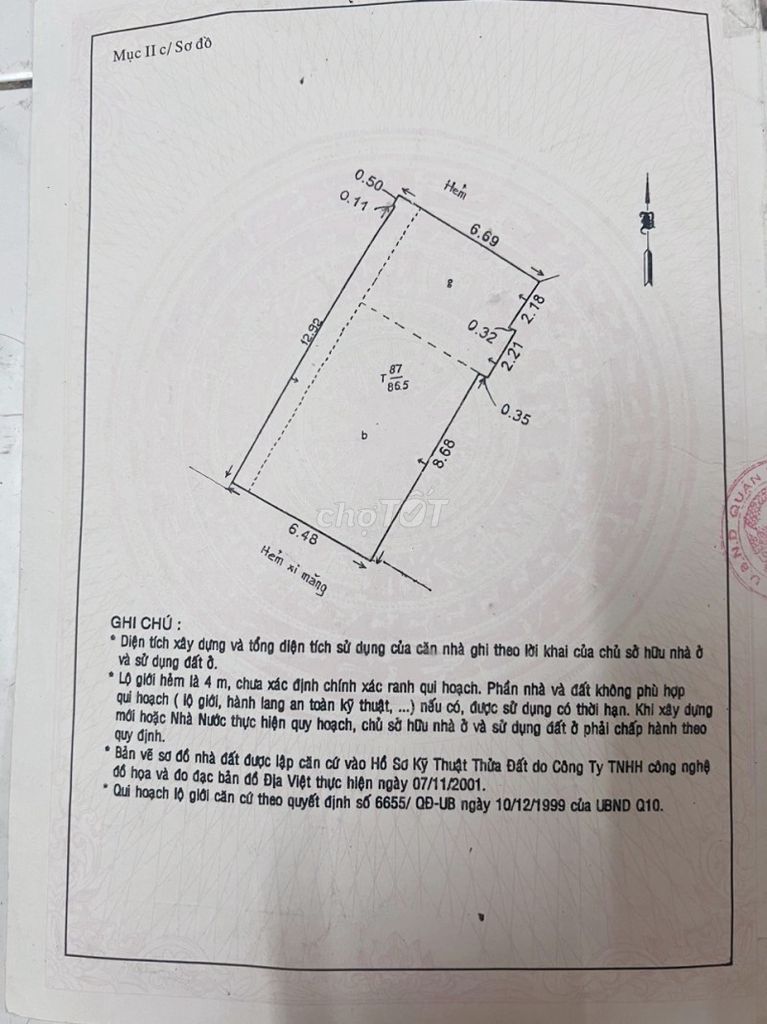 TÔ HIẾN THÀNH GÓC HỒ BÁ KIỆM P15 QUẬN 10- 87M2 (6,6x13,5) 2T.CHỈ 7TY85