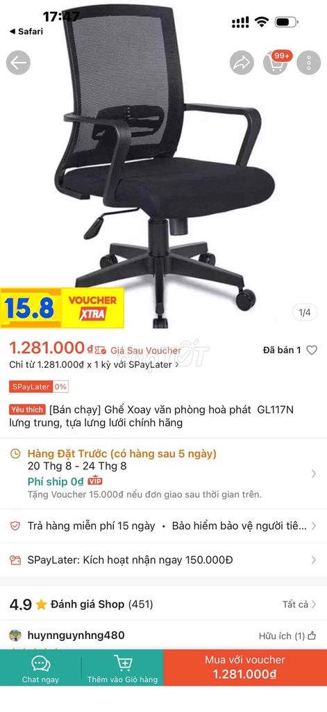 Ghế văn phòng Lưới Da Đen Đã sử dụng. Mua bán Đồ dùng văn phòng tại Quận Nam Từ Liêm Hà Nội được đăng bởi Thanh hình 1